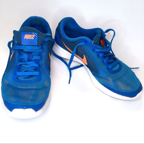 nike revolution 3 kids neon green and orange